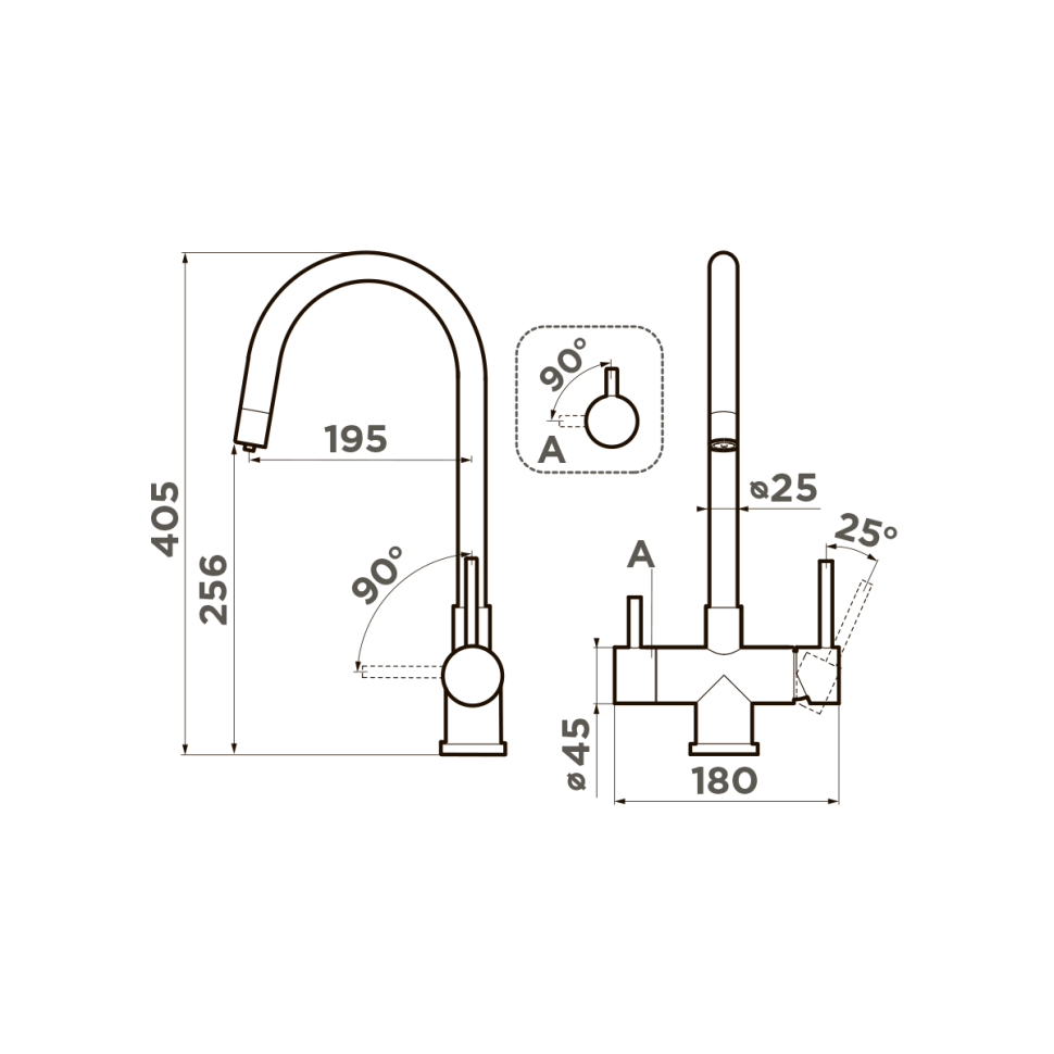 Смеситель для кухни Omoikiri Akita-BN нерж. сталь/нержавеющая сталь