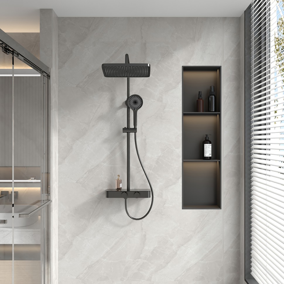 Душевая стойка FOSSA, чёрный матовый