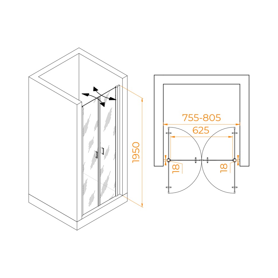 Душевая дверь RGW PA-104 (800)