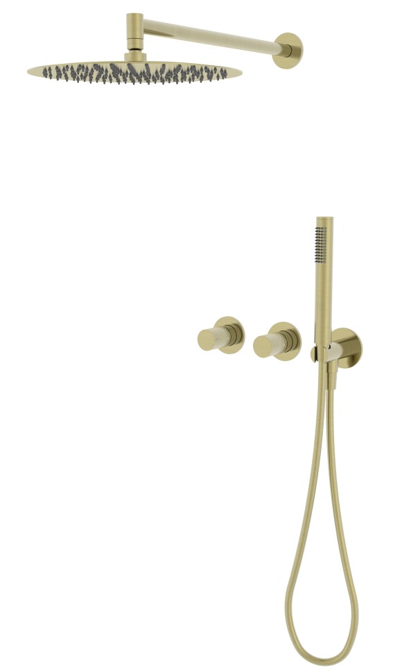 Душевой комплект Аура (Aura) VSFW-6AU1BG встраиваемый, 2 режима, 30см S304 верх душ, браш.золото