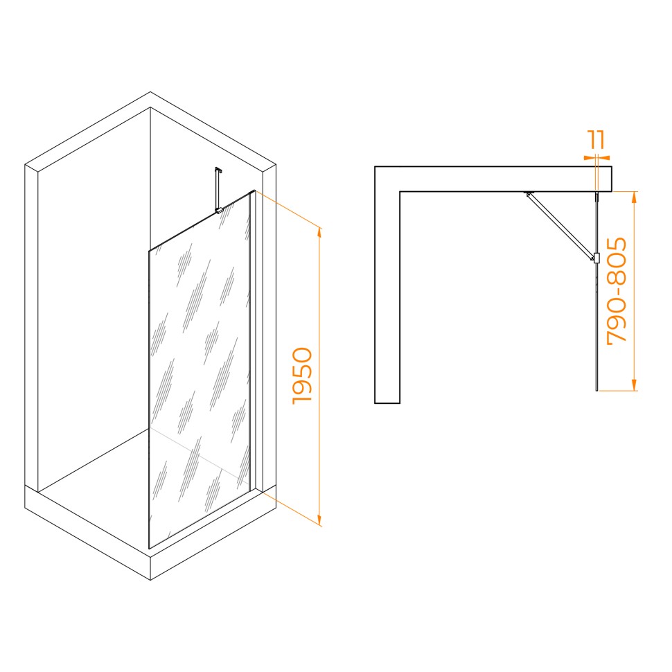 Душевая перегородка RGW WA-102 (Прозрачное, 800)