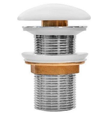 Донный клапан Clik-clak MILLEAU PD1MW/OO с керамической накладкой (матовый белый) для раковины без перелива