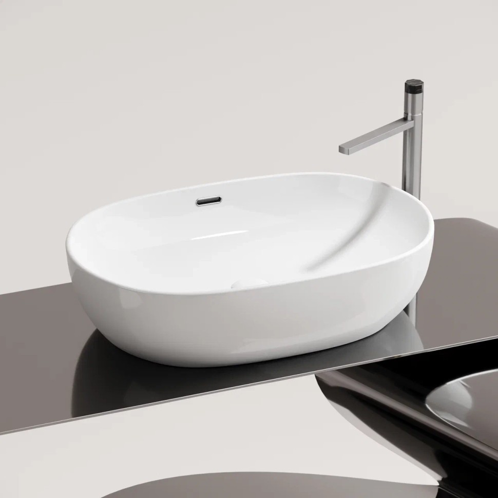 Умывальник чаша накладная овальная со сливом переливом Element 610x420x155мм