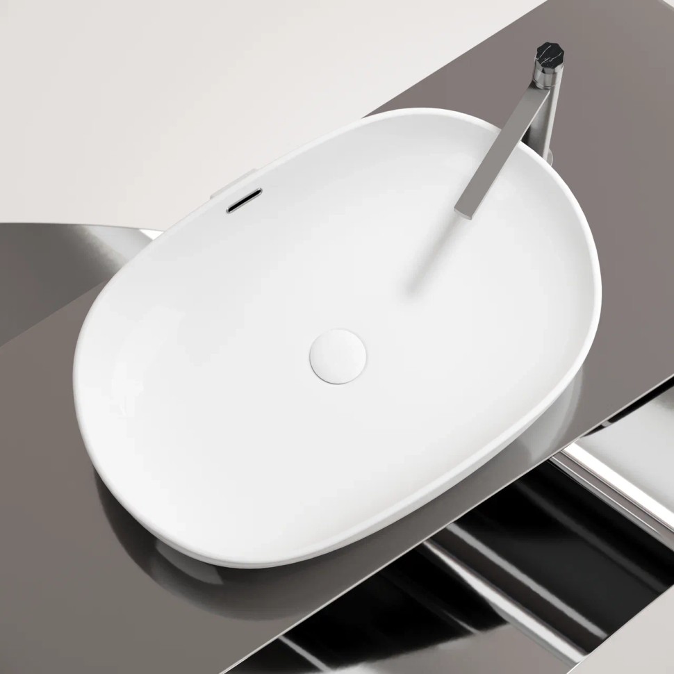 Умывальник чаша накладная овальная со сливом переливом Element 610x420x155мм