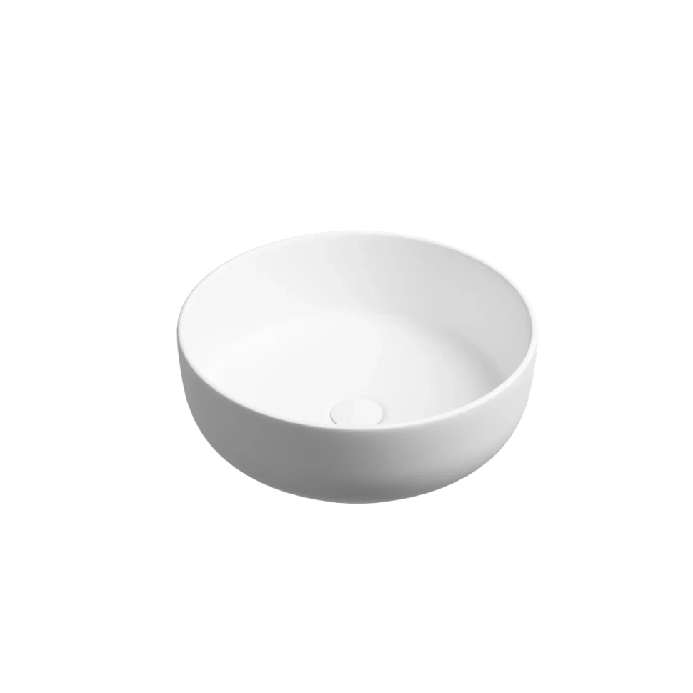 Раковина накладная Taycan, круглая, диаметр 375 мм, высота 140 мм, белая матовая