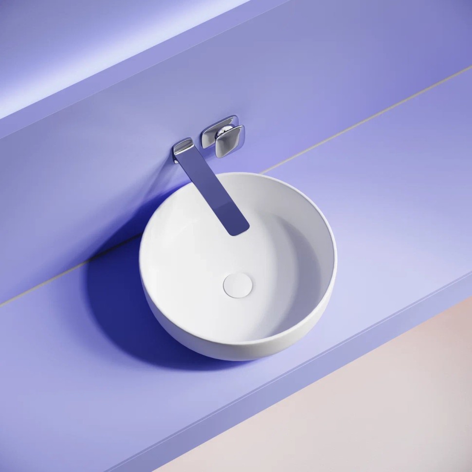 Раковина накладная Taycan, круглая, диаметр 375 мм, высота 140 мм, белая матовая