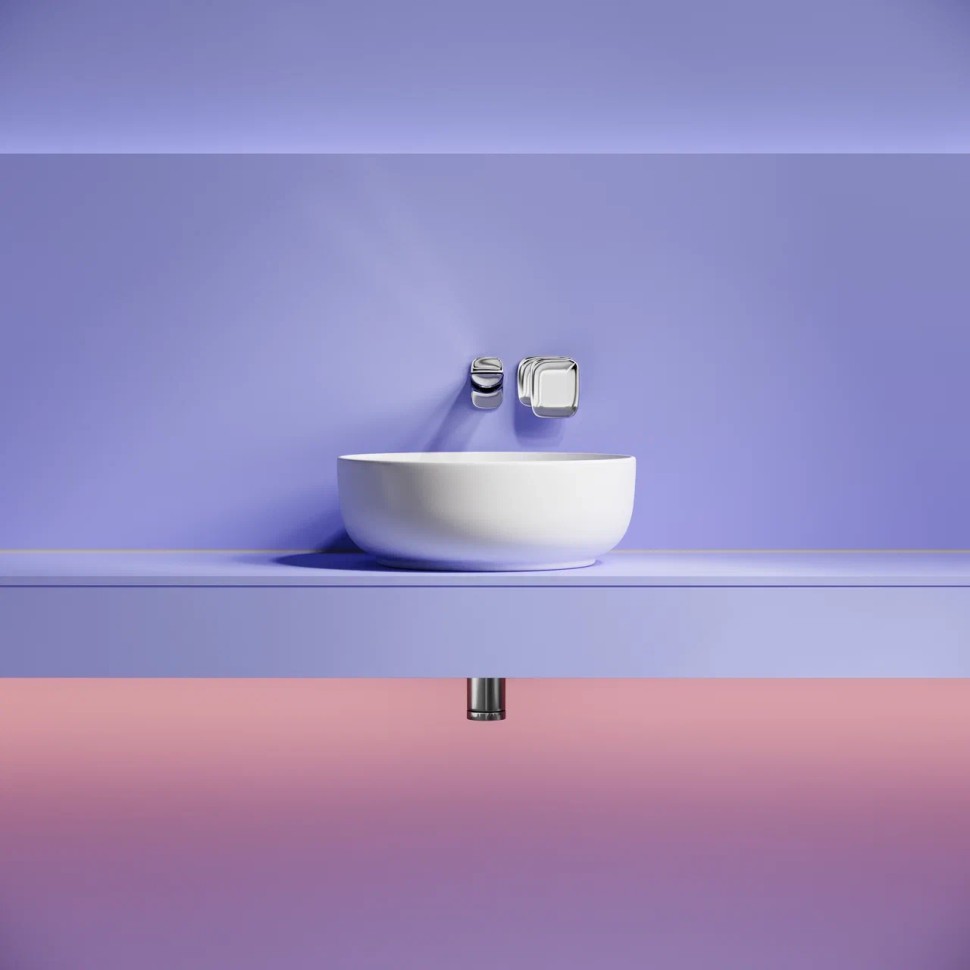 Раковина накладная Taycan, круглая, диаметр 375 мм, высота 140 мм, белая матовая