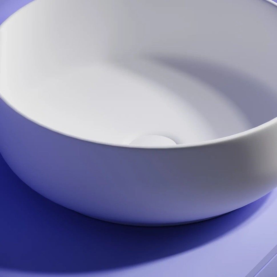 Раковина накладная Taycan, круглая, диаметр 375 мм, высота 140 мм, белая матовая