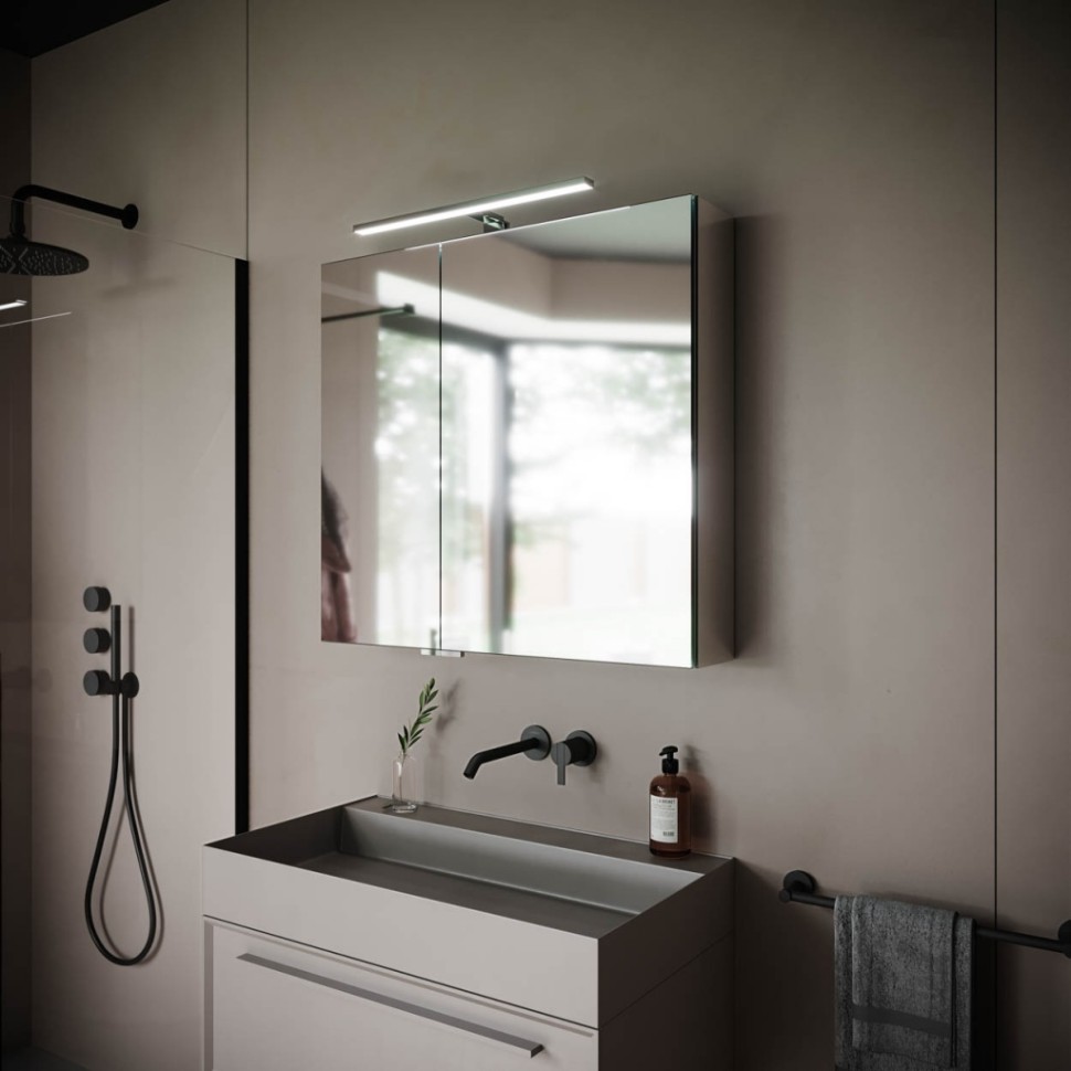 Зеркальный шкаф для ванной комнаты SANCOS Hilton 800x148х740 мм, с LED подсветкой,арт. Z800