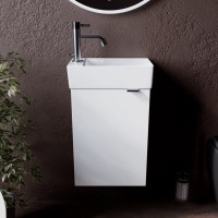 Тумба подвесная SANCOS Mini 355х205х500, с распашной дверцей, внутри 1 полка, белый глянец , арт.MN35WL