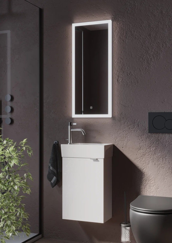 Тумба подвесная SANCOS Mini 355х205х500, с распашной дверцей, внутри 1 полка, белый глянец , арт.MN35WL