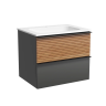 Тумба подвесная SANCOS Delta 590х445х500, c двумя ящиками оснащенными доводчиками, дуб красный/графит , арт. DL60GR