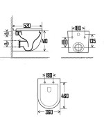 AQM2010 Унитаз подвесной сиденье SoftClose, технология смыва QUIET, скрытый крепеж. 520х360х410