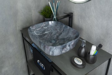 Раковина Gid K397G124 54401 накладная под камень глянцевая 50x40x14
