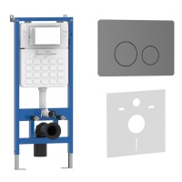 Комплект 2в1 IBERICA BLANCA инсталляция SILENCIO, кнопка смыва INOX-O вороненая сталь (IB001.818)