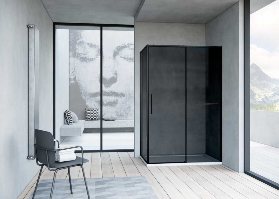 Душевой уголок Slim Soft VSR-1SS9012CGB, 1200*900, черный, стекло тонированное