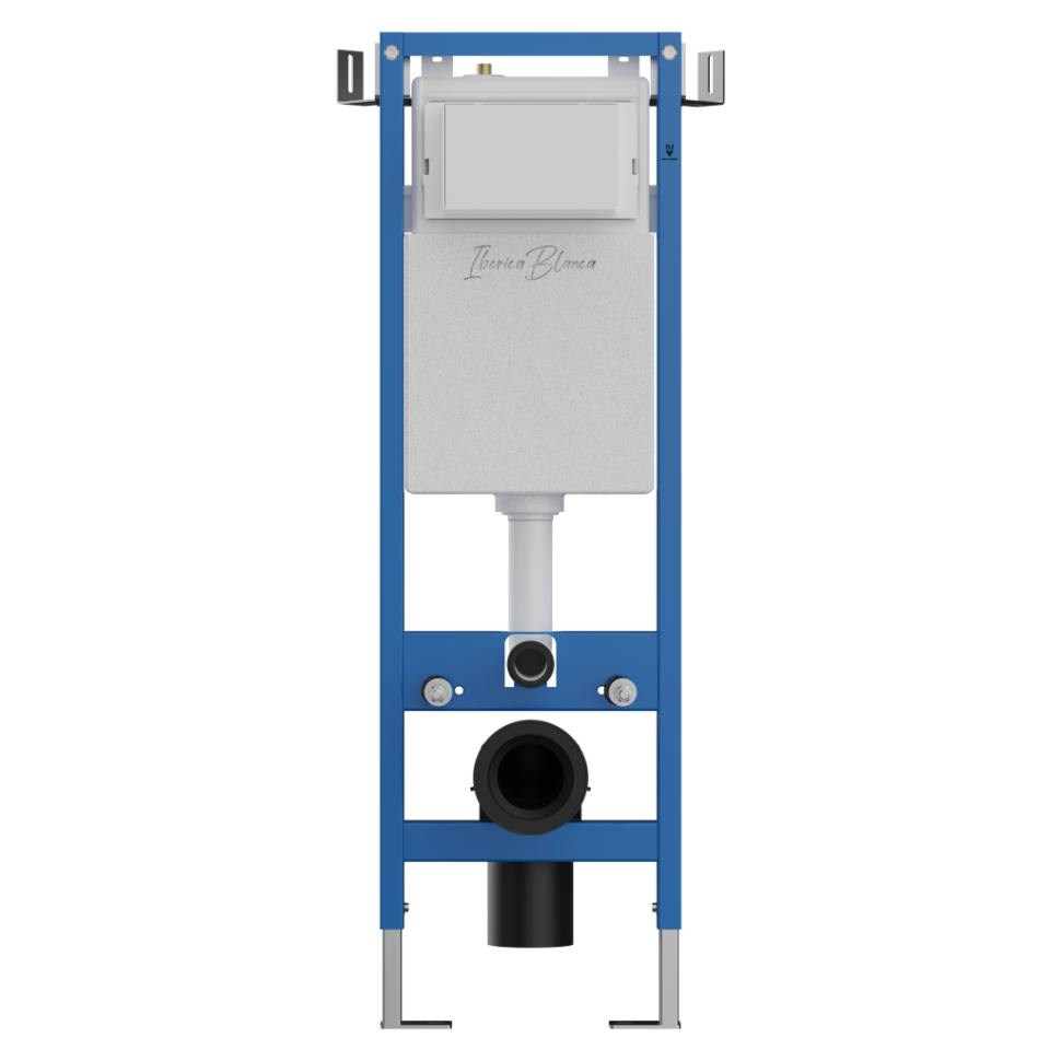 Комплект 3в1 IBERICA BLANCA инсталляция SILENCIO MINI, унитаз BILBAO ALTO белый, кнопка смыва INOX-C вороненая сталь (IB.001M.BLA.234.1180)