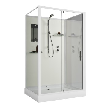 Душевая кабина Niagara Standart ST120/90/15Q/BK (120х90х200) прямоугольник,поддон 15см,распашная,проф.белый,без крыши,3 места