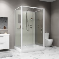 Душевая кабина Niagara Standart ST120/90/15Q/BK (120х90х200) прямоугольник,поддон 15см,распашная,проф.белый,без крыши,3 места