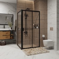 Душевое ограждение Niagara Nova NG-82-9AB-A80B (90х80х195) прямоугольник,черный, дверь раздвижная,стекло прозрачное,2 места