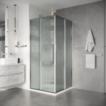 Душевое ограждение Niagara Nova NG-4624-34 (100х100х195) квадрат,раздвижная,хром,стекло рифленое,1 место