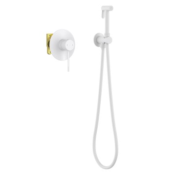 Смеситель встроенный с гигиеническим душем Timo Saona 2389/16SM белый матовый