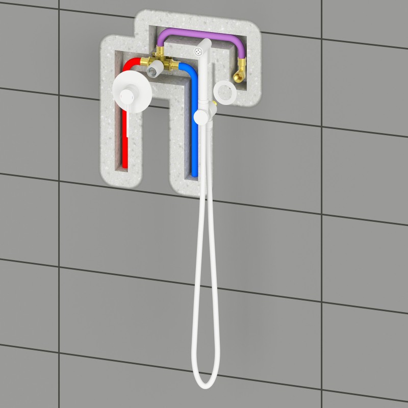Смеситель встроенный с гигиеническим душем Timo Saona 2389/16SM белый матовый