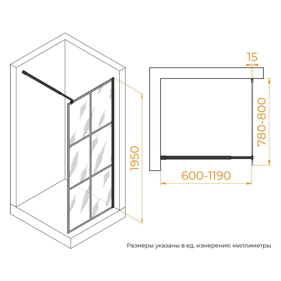 Душевая перегородка RGW WA-111B (С рисунком (шелкография), 800)