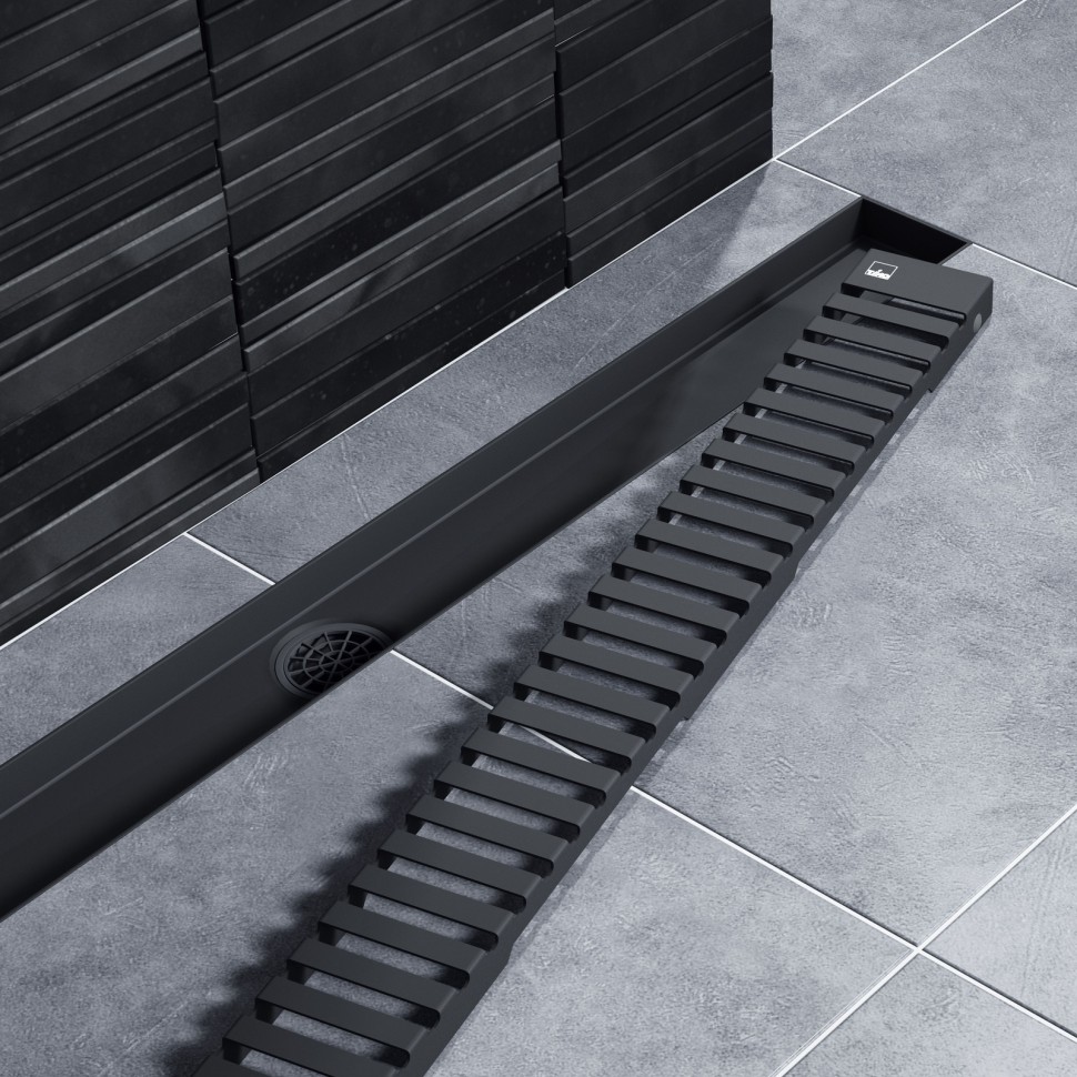 Душевой лоток TIMO Drain System 700 с вставкой "lines", Чёрный