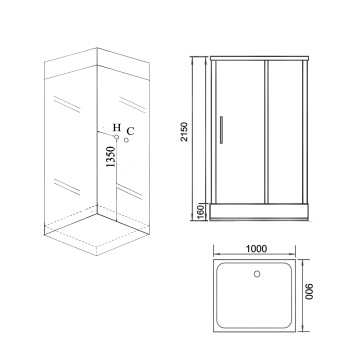 Душевая кабина Grossman Style GR266 (90x100x215) дверь распашная,5 мест
