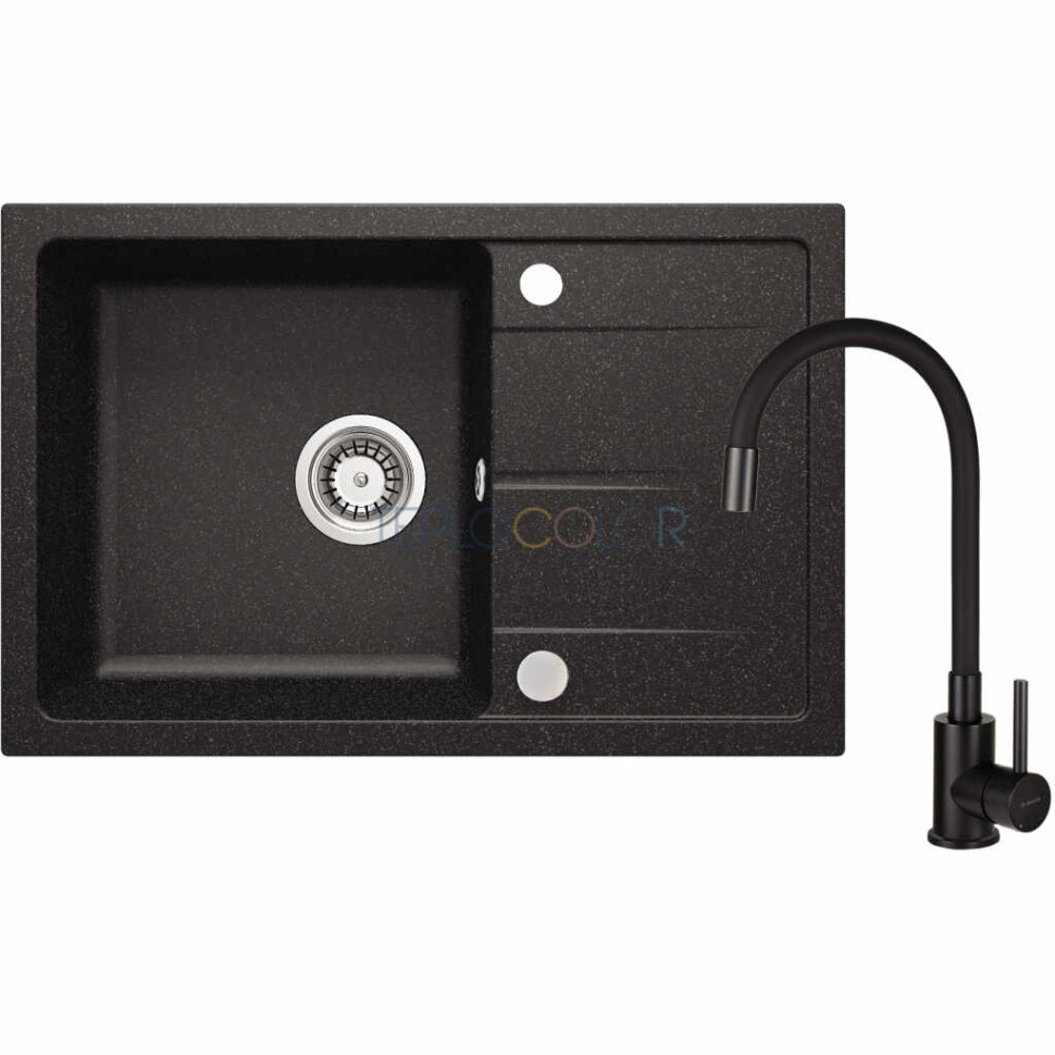 Гранитная мойка со смесителем, с гибким изливом