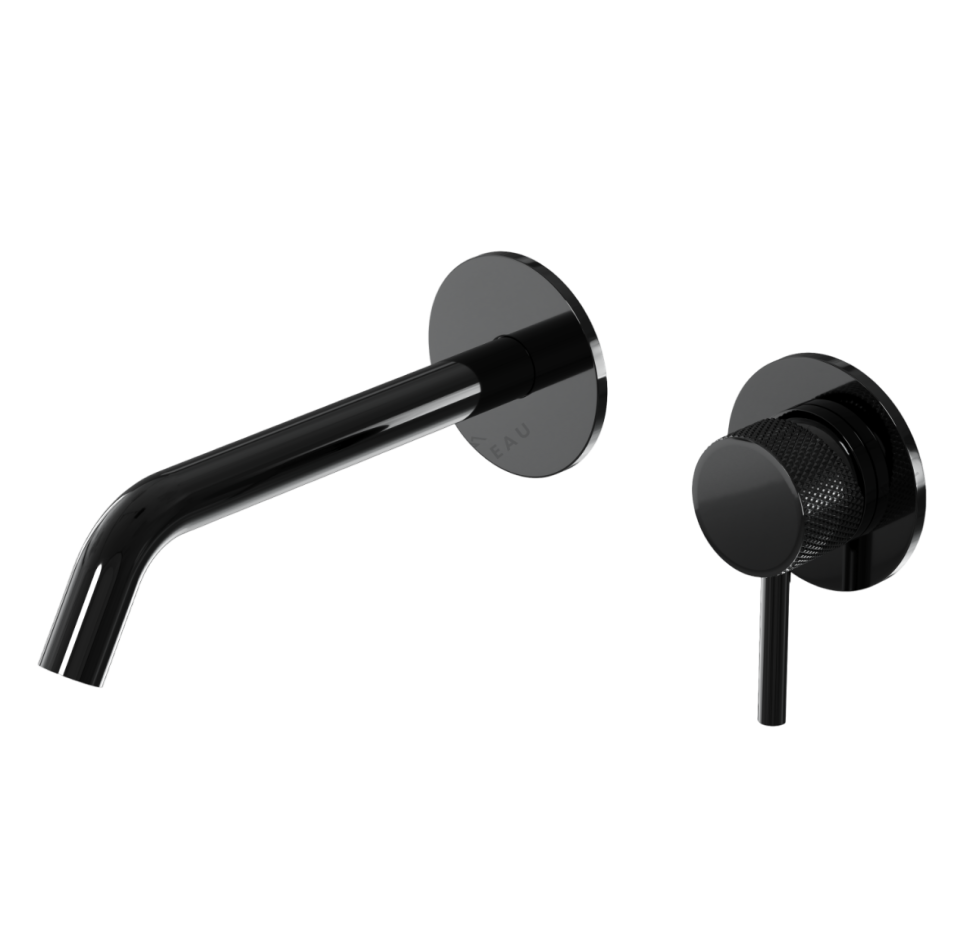 Смеситель для раковины MILLEAU Tissage ML0322KLB-GB с монтажным блоком (встройка), Черный глянец