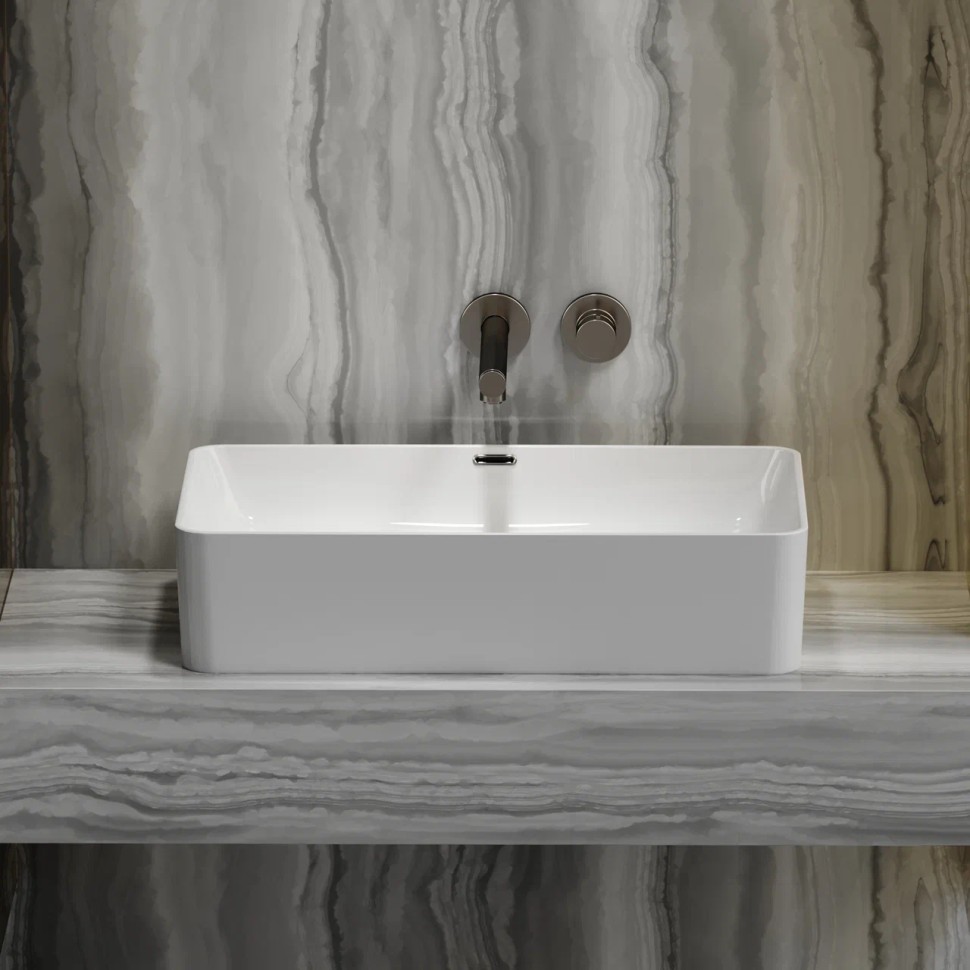 Умывальник чаша накладная прямоугольная со сливом переливом Element 605x385x140мм