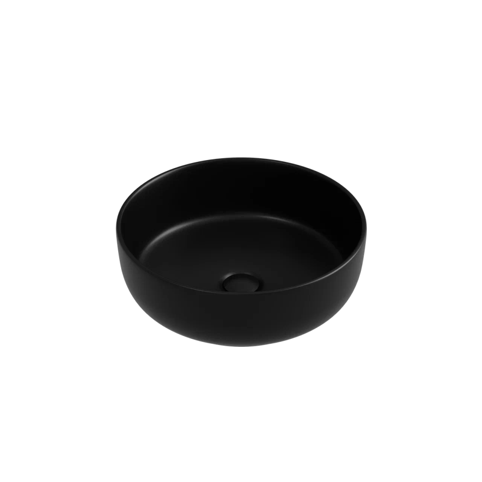 Раковина накладная Taycan, круглая, диаметр 375 мм, высота 140 мм, черная матовая