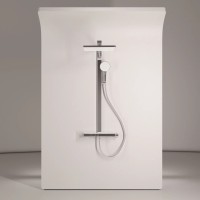 Душевая стойка SANCOS Vos с термостатическим смесителем, изливом, полкой, шлангом 1,5 м, верхним и ручным душем, цвет хром, арт. SC6100CH