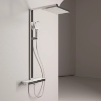 Душевая стойка SANCOS Vos с термостатическим смесителем, изливом, полкой, шлангом 1,5 м, верхним и ручным душем, цвет хром, арт. SC6100CH