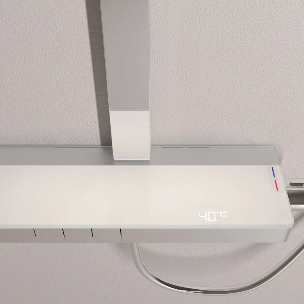 Душевая стойка SANCOS Vos с термостатическим смесителем, изливом, полкой, шлангом 1,5 м, верхним и ручным душем, цвет хром, арт. SC6100CH