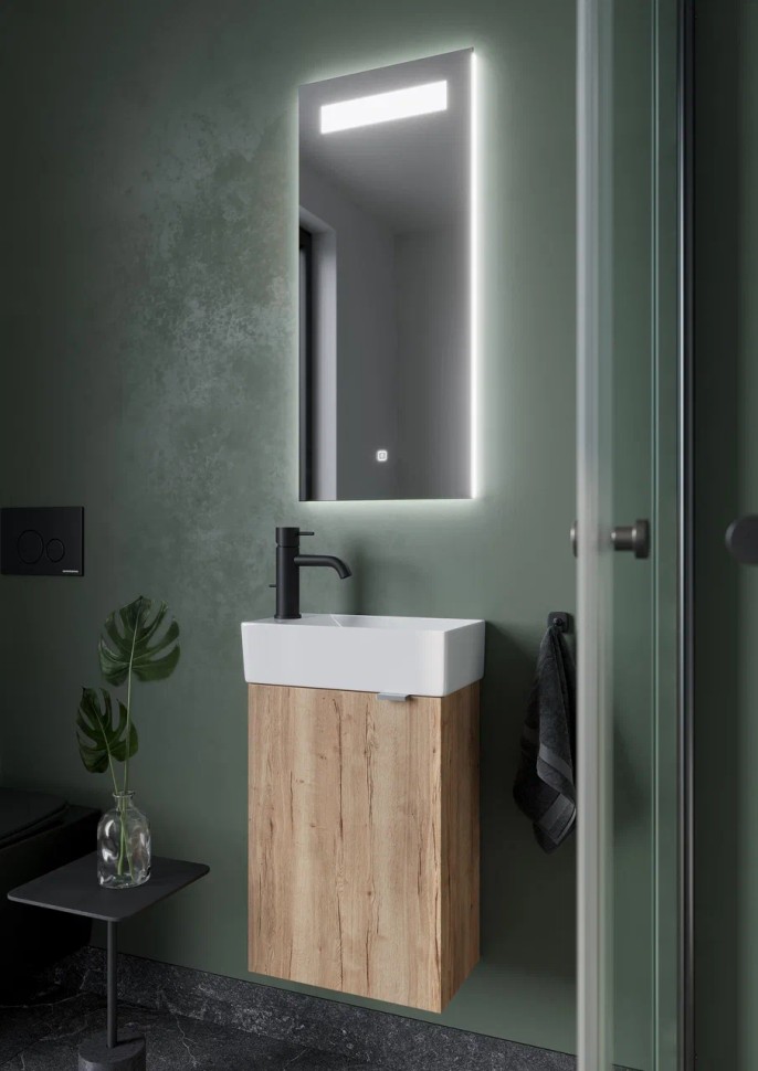 Тумба подвесная SANCOS Mini 355х205х500, с распашной дверцей, внутри 1 полка, дуб галифакс натуральный , арт.MN35EGL