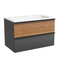 Тумба подвесная SANCOS Delta 790х445х500, c двумя ящиками оснащенными доводчиками, дуб красный/графит , арт. DL80GR