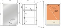 Зеркало STYLE LINE-шкаф "Каре 55*80" с подсветкой, сенсор на зеркале