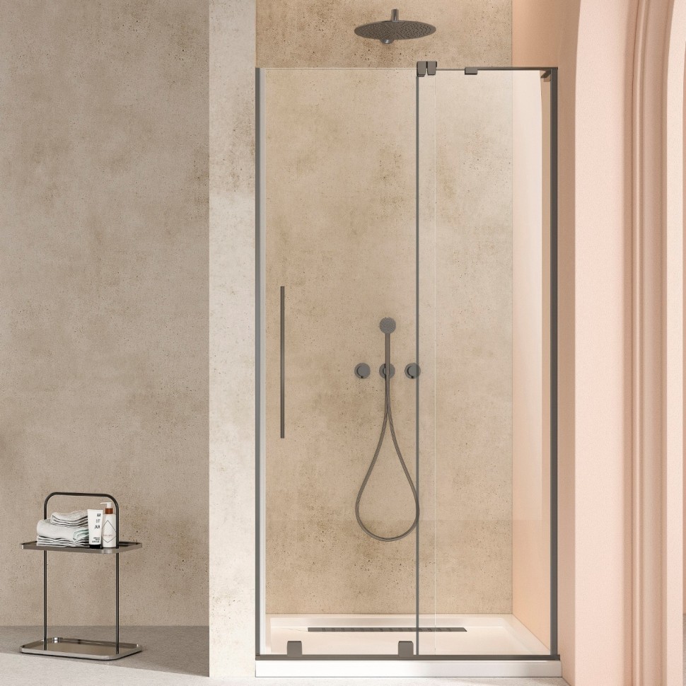 Душевая дверь Волк-Ин (Walk-In) VDS-4WSL120CLGM-R, 1200, вороненая сталь, стекло прозрачное, правая