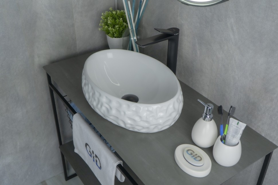 Раковина Gid 9030wf 51187 накладная белая 48x34x15