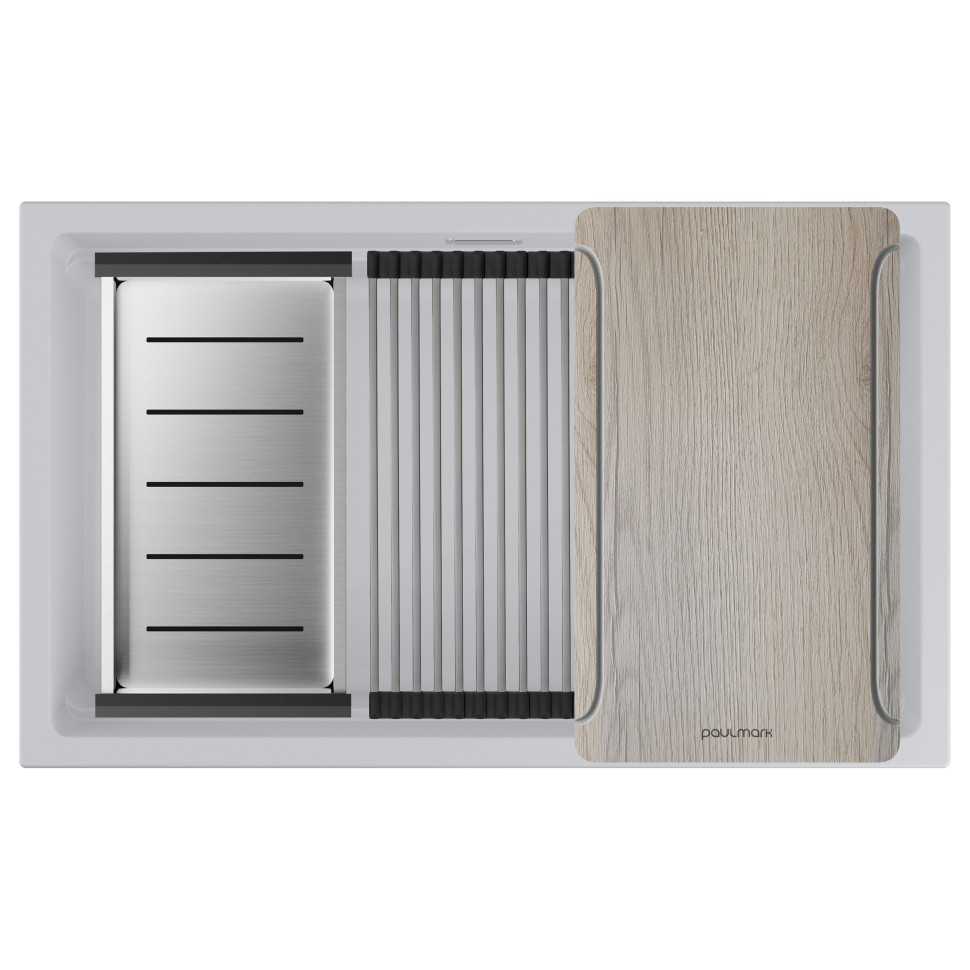 Мойка LUMI-MULTI SINK 74 UNI, IT-GRANIT, LU-MULTI 74-WH, белый, 740х450, Paulmark