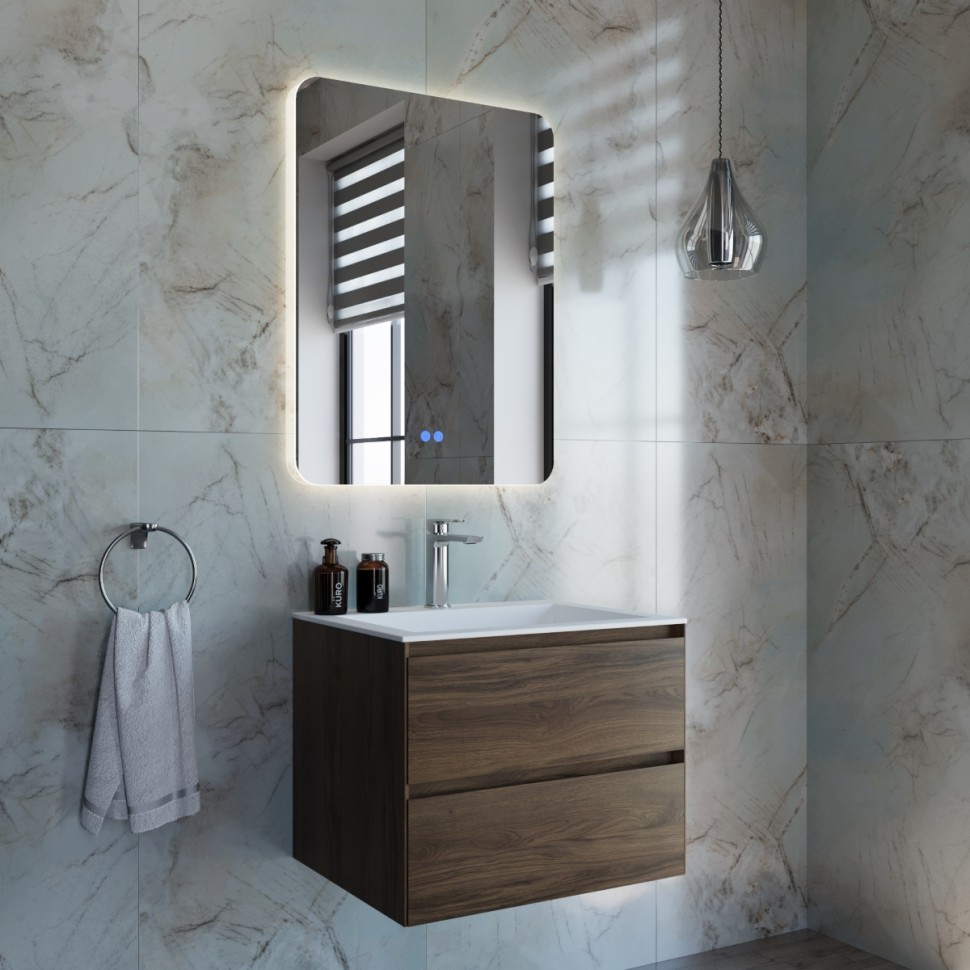 База под раковину Vincea  Luka 600 подвесная, 2 выкатных ящика soft-close, С.Oak