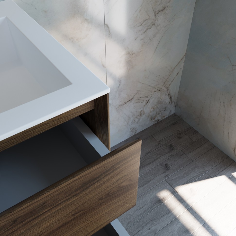 База под раковину Vincea  Luka 600 подвесная, 2 выкатных ящика soft-close, С.Oak