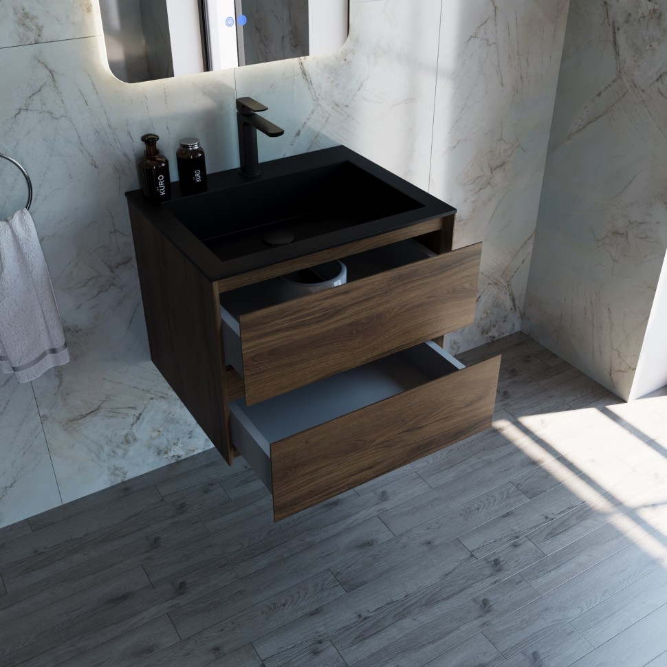 База под раковину Vincea  Luka 600 подвесная, 2 выкатных ящика soft-close, С.Oak