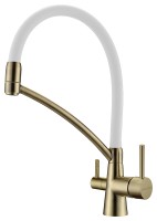Смеситель для кухни SIEGEN, бронза, белый шланг, Si213111-BRw, Paulmark