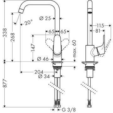 Смеситель для кухонных моек Hansgrohe Focus хром (31820000)