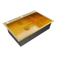 Мойка нерж. сталь KRONER-EDGE 75, PM777551-BG, брашированное золото, 750х510мм, Paulmark