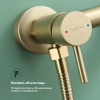 Смеситель Splenka настенный с гигиеническим душем S99.51.03 Золотой сатин